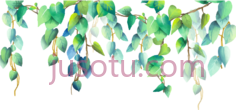 绿色植物水彩叶子, PNG