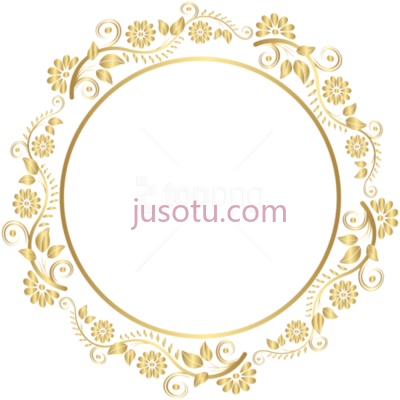 圆形金边框装饰,round gold border frame deco PNG