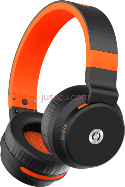 橙色耳机,orange color on headphones in ear PNG