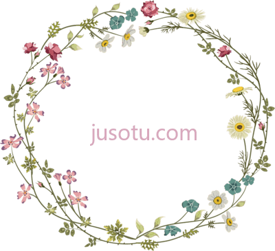 彩色花架圆边,colourful flower frame circle border PNG