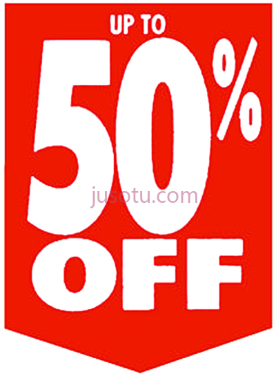 半价优惠,50 off up to discount PNG