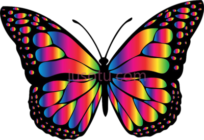 彩虹蝴蝶发光,rainbow glowing butterfly PNG
