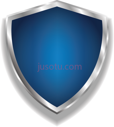 蓝色盾牌徽章,blue shield one top point badge white border round PNG