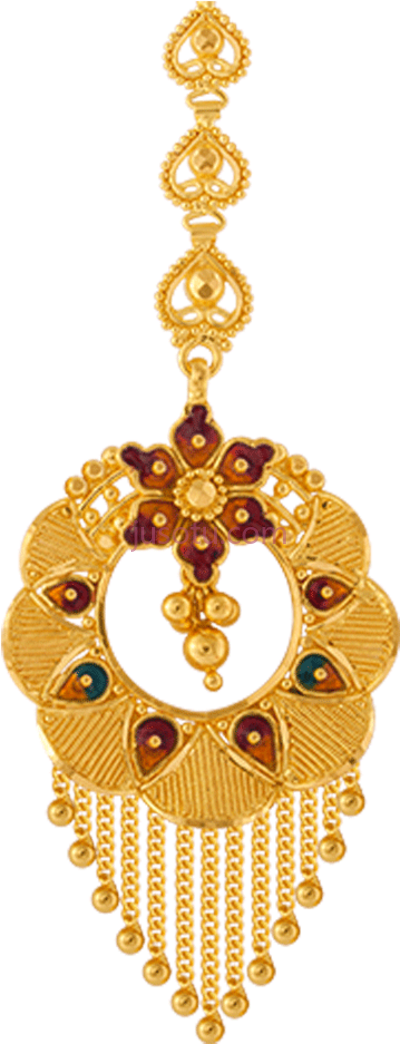 黄金珠宝项链,22k yellow gold maang tika PNG