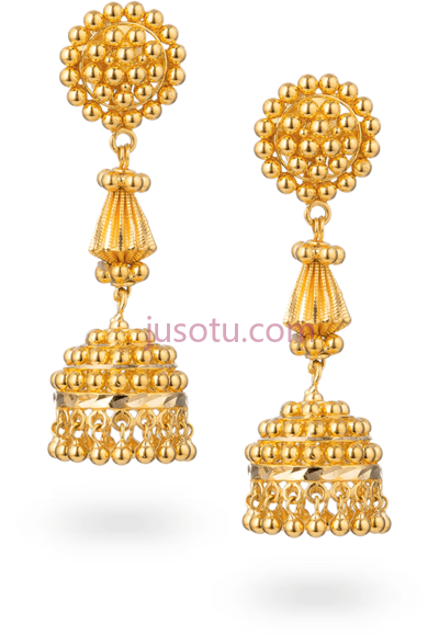 金耳环,gold jhumka earring PNG