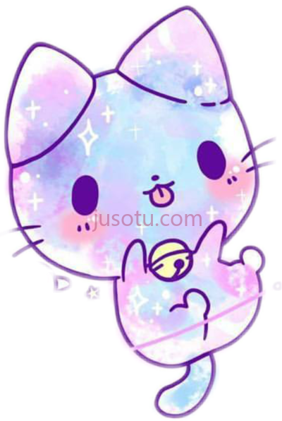多彩可爱小猫,colorful cute kawaii galaxy anime manga kitten kitty PNG