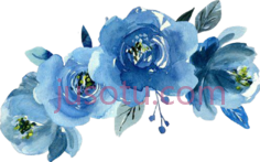 蓝花水彩, PNG