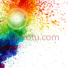 水彩泼溅彩虹色PNG