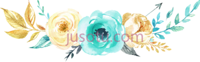 水彩花卉,watercolor flowers mint teal gold silver grey PNG