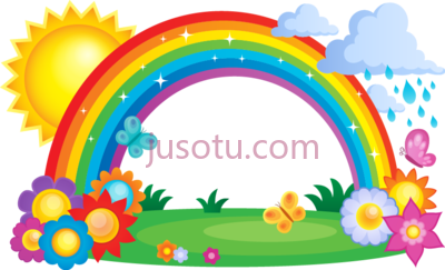 彩虹太阳云彩,rainbow sun and clouds PNG