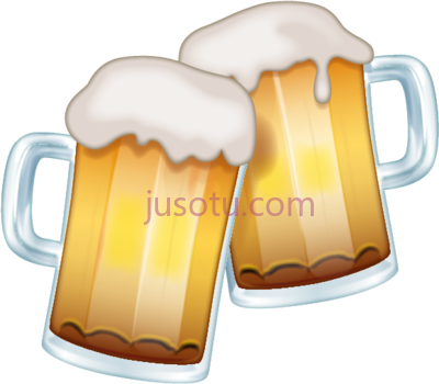 啤酒玻璃杯子,clinking beer emoji PNG