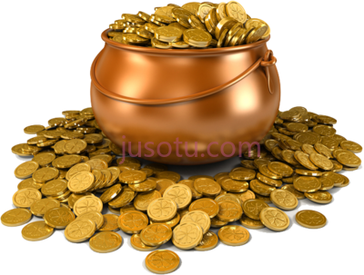 金币罐硬币,gold coin pot PNG