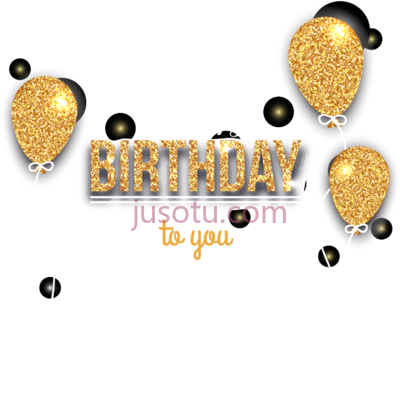 生日快乐气球,balloons golden black commemoration elegant happy birthday PNG