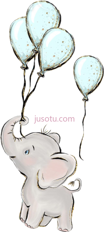 大象气球,watercolor elephant balloons baby boy animals PNG