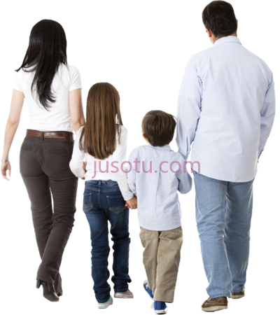 一家人,family walking away PNG