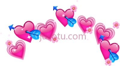 皇冠粉红心花,crown pink heart flower emoji PNG