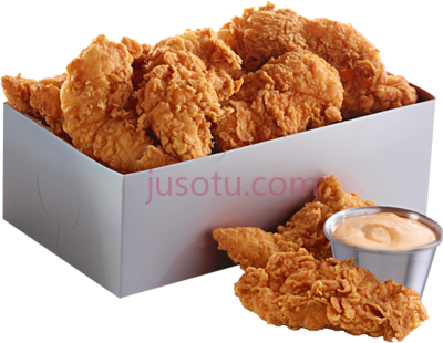 盒装炸鸡,fried chicken bucket tenders in box PNG
