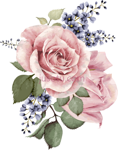 水彩花,watercolor vintage flower PNG