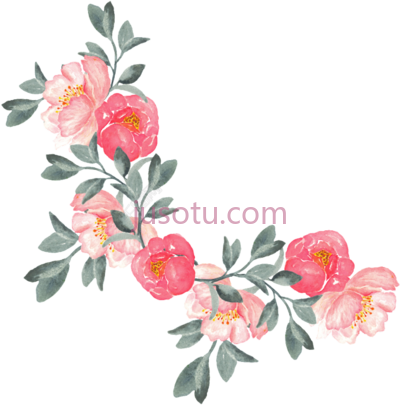 水彩花,corner watercolor flower PNG
