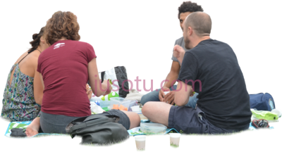 坐地野餐,sitting on grass PNG