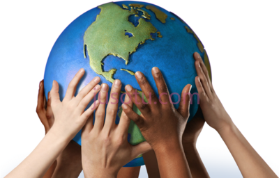 环游世界拯救地球,save earth hands on globe PNG